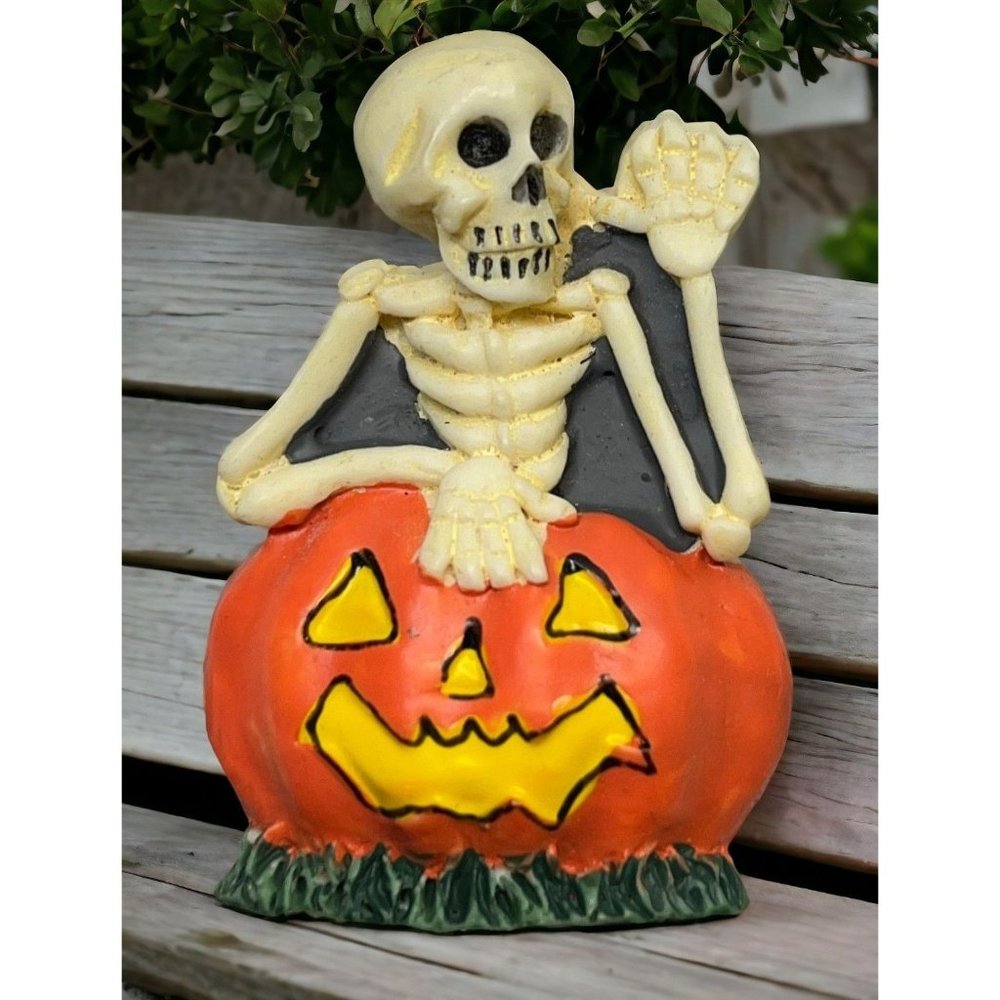 Skeleton Jack O'Lantern Vintage Refrigerator Magnet Halloween Pumpkin Pop Up